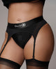 Bild in den Galerie-Viewer laden, Shots Ouch Vibrating Strap On Thong w/Adjustable Garters - Black XL/XXL
