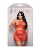 Load image into Gallery viewer, Vixen Set The Tone Rhinestone Knit One Shoulder Top w/Skirt 2 pc Set - Red QN

