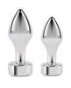 Load image into Gallery viewer, Gemsations 2 pc 3.25" &amp; 3.7" Tapered Bling Bling Metal Butt Plug Training Set - Silver
