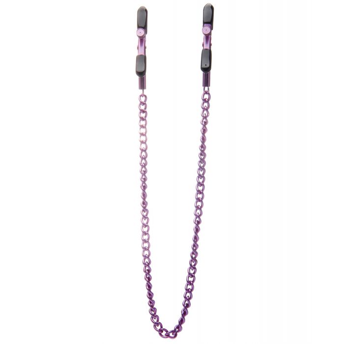 Shots Ouch Adjustable Nipple Clamps w/Chain - Purple