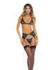 Charger l'image dans la visionneuse de la galerie, Rene Rofe Sneak Peak Bra, Garter Belt and G-String Blue S/M
