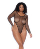 Încărcați imaginea în vizualizatorul Galerie, Fishnet Long Sleeve High Leg Bodysuit - Black QN
