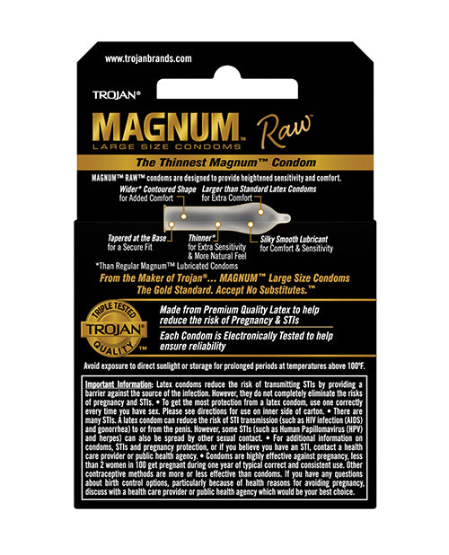 Trojan Magnum Raw Condoms Ultra Thin Large Size Pack Of 3