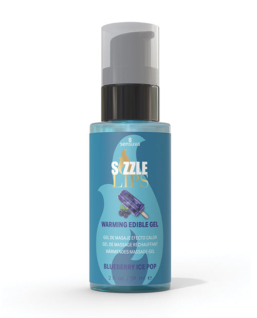 Sizzle Lips Edible Warming Gel 2 Ounce Bottle Blueberry Ice Pop Scent