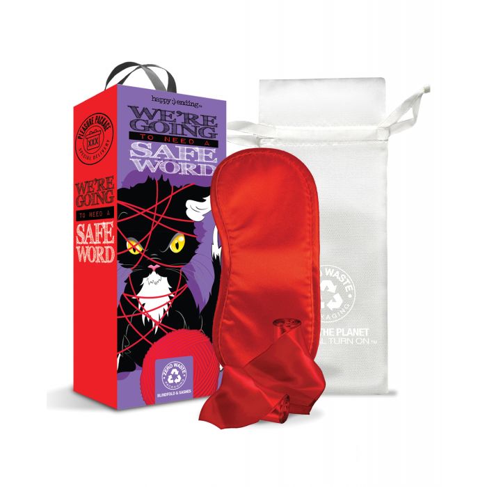 Pleasure Package We're Going to Need a Safe Word Satin Blind Fold, Wrist & Ankle Sash - Red