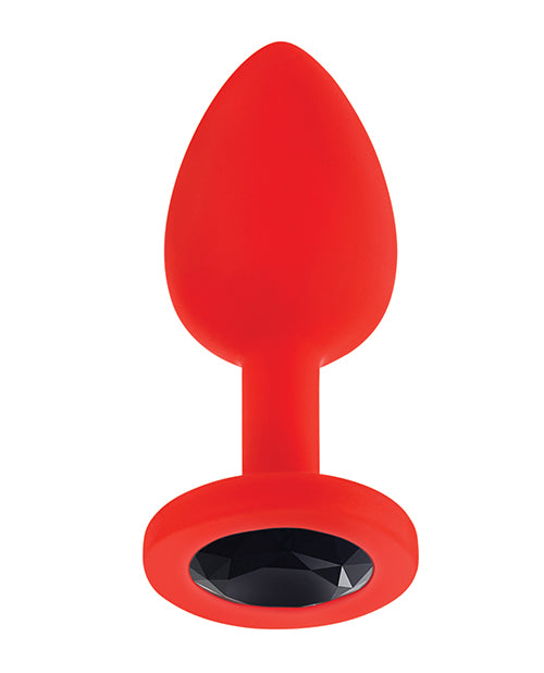 Luv Inc Jeweled Silicone Butt Plug With Three Stones Small Red