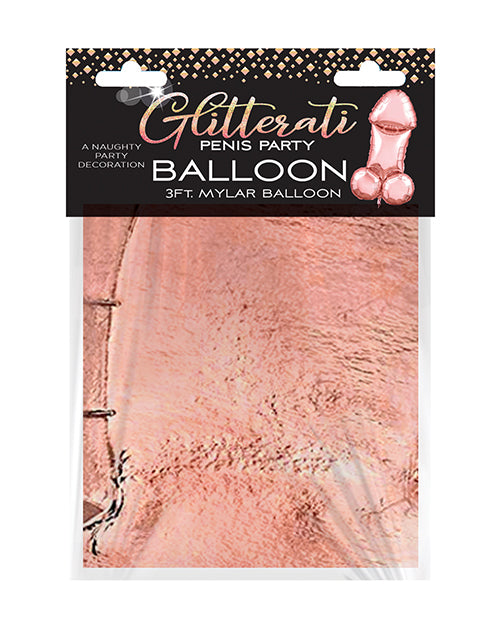 Glitterati Rose Gold Penis 3ft Mylar Balloon For Bachelorette