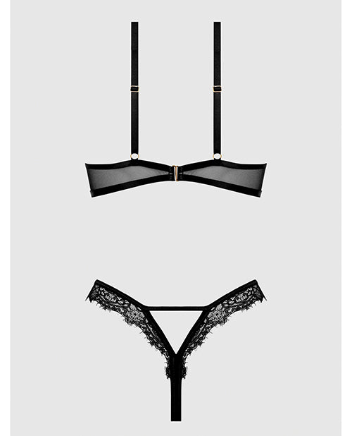 Nadia Lace & Mesh Cutout Teddy - Black LG