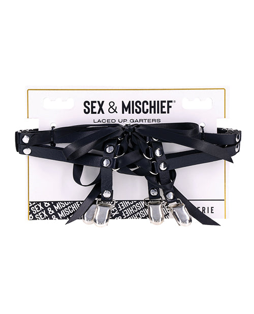 Sex And Mischief Laced Up Garters With Lace Up Corset Design