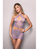 Cargue la imagen en el visor de la galería, Vixen Serendipity Rhinestone Leopard Knit Keyhole Halter Dress - Lavender O/S
