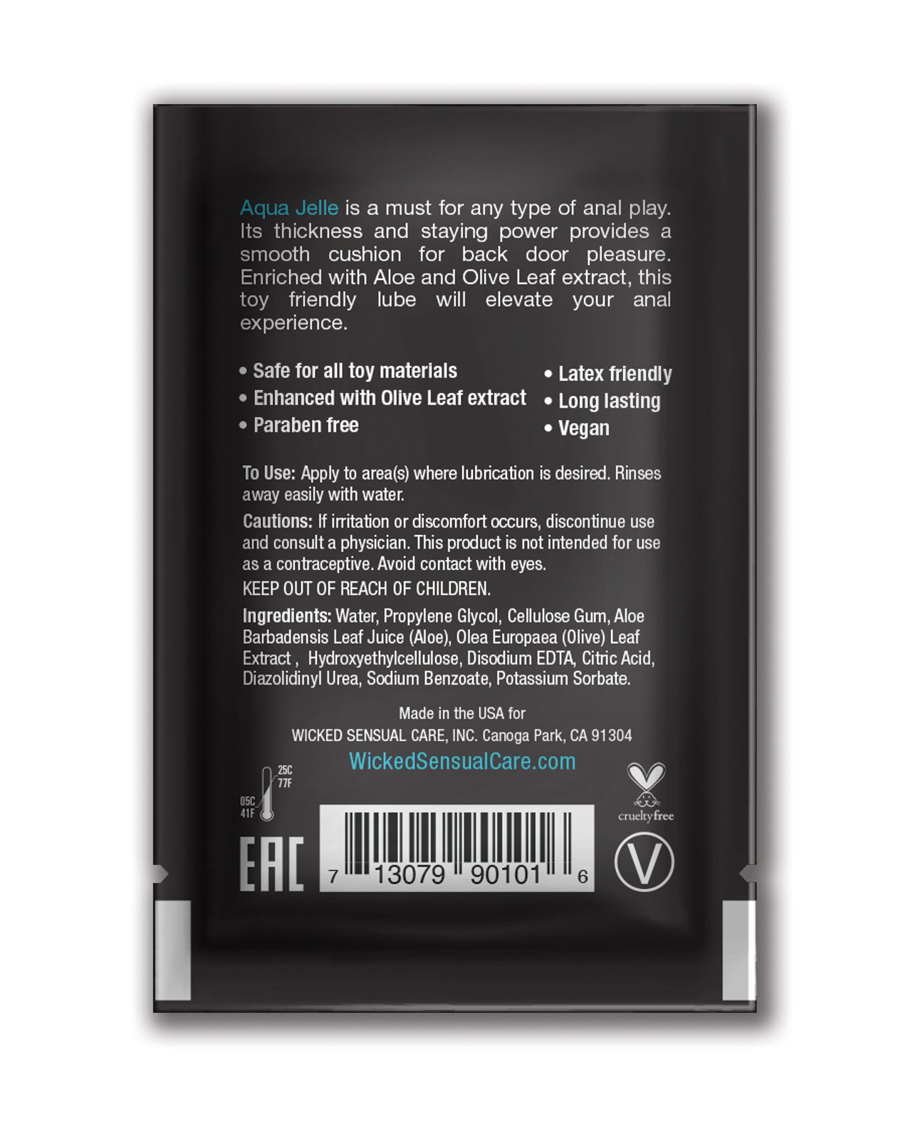 Wicked Sensual Care Jelle Water Based Anal Lubricant - .1 oz Fragrance Free