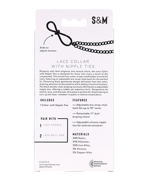 Sex And Mischief Lace Collar With Nipple Ties And Adjustable Back