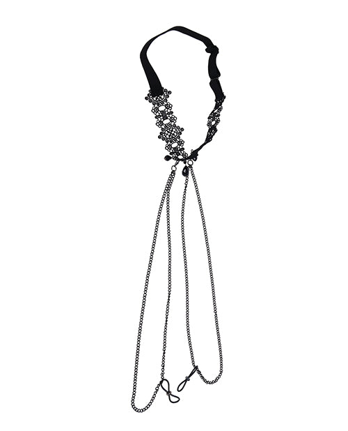 Sex And Mischief Lace Collar With Nipple Ties And Adjustable Back