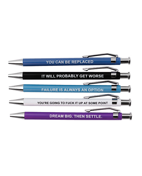 Wood Rocket Demotivational Pens 5 Pack Funny Office Gag Gift For Coworkers