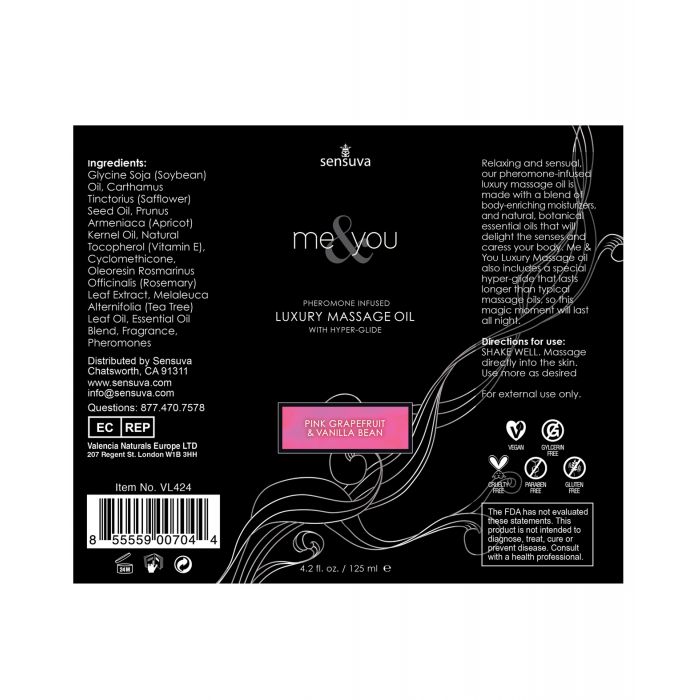 Sensuva Me & You Massage Oil - 4.2 oz Sensual Bliss