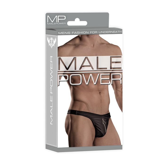 Male Power Zipper Thong Black S/M