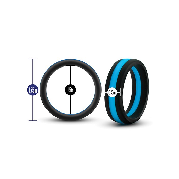 Blush Performance Silicone Go Pro Cock Ring Black Blue Hypoallergenic Comfort