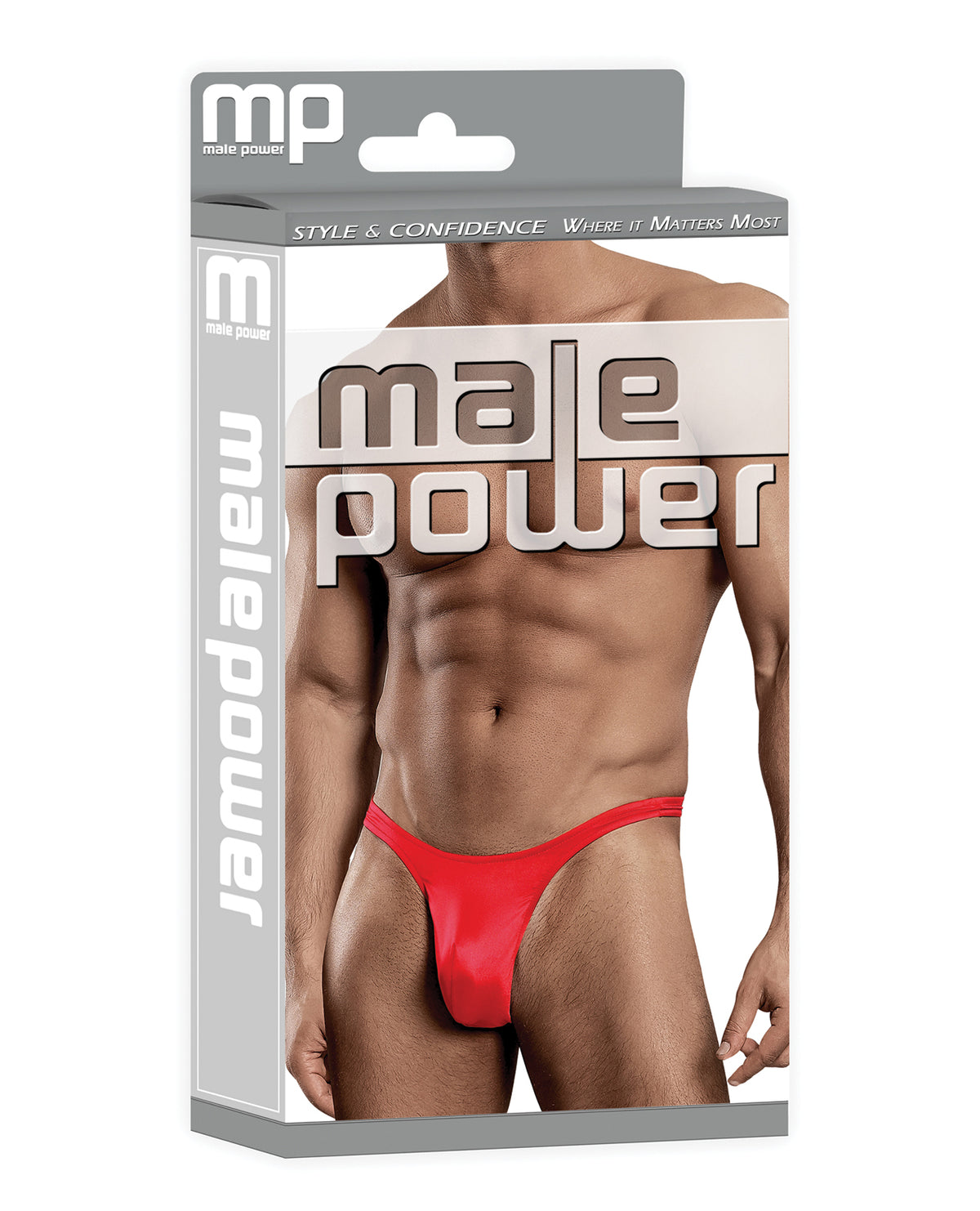 Male Power Red Satin Bong Thong Mens Underwear Small Medium