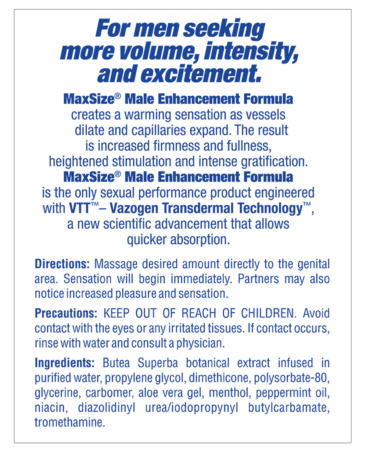 Crema para Aumento Masculino de Tamaño Máximo - Paquete Individual de Papel Aluminio