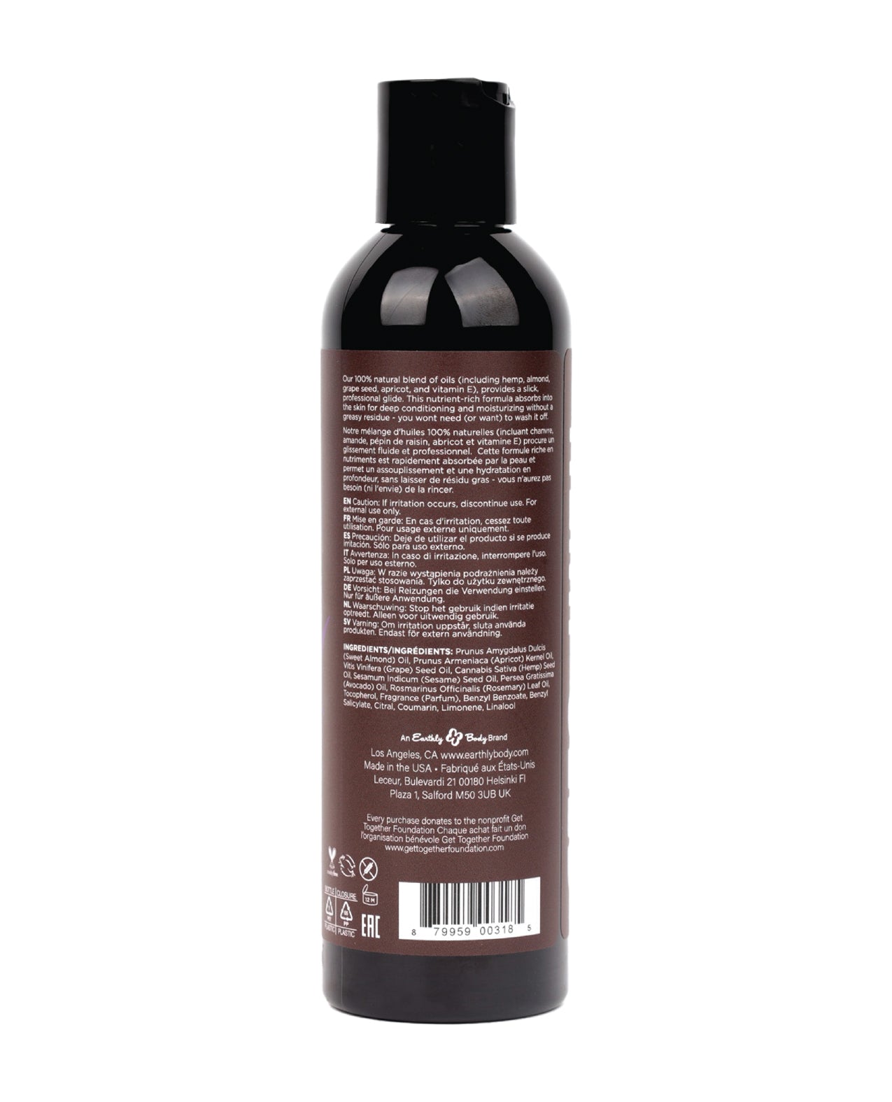 Earthly Body Massage- og kropsolie - 8 oz High Tide
