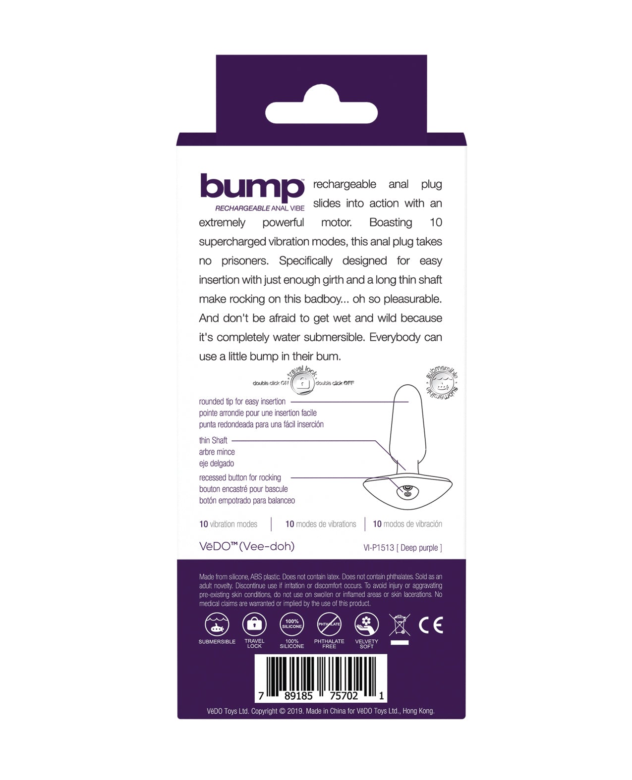 VeDO Bump Genopladelig Anal Vibrator - Dyb Lilla