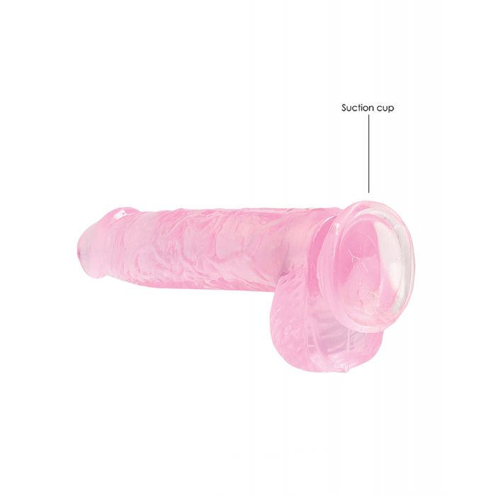 Shots RealRock Realistic Crystal Clear 6" Dildo w/Balls - Pink