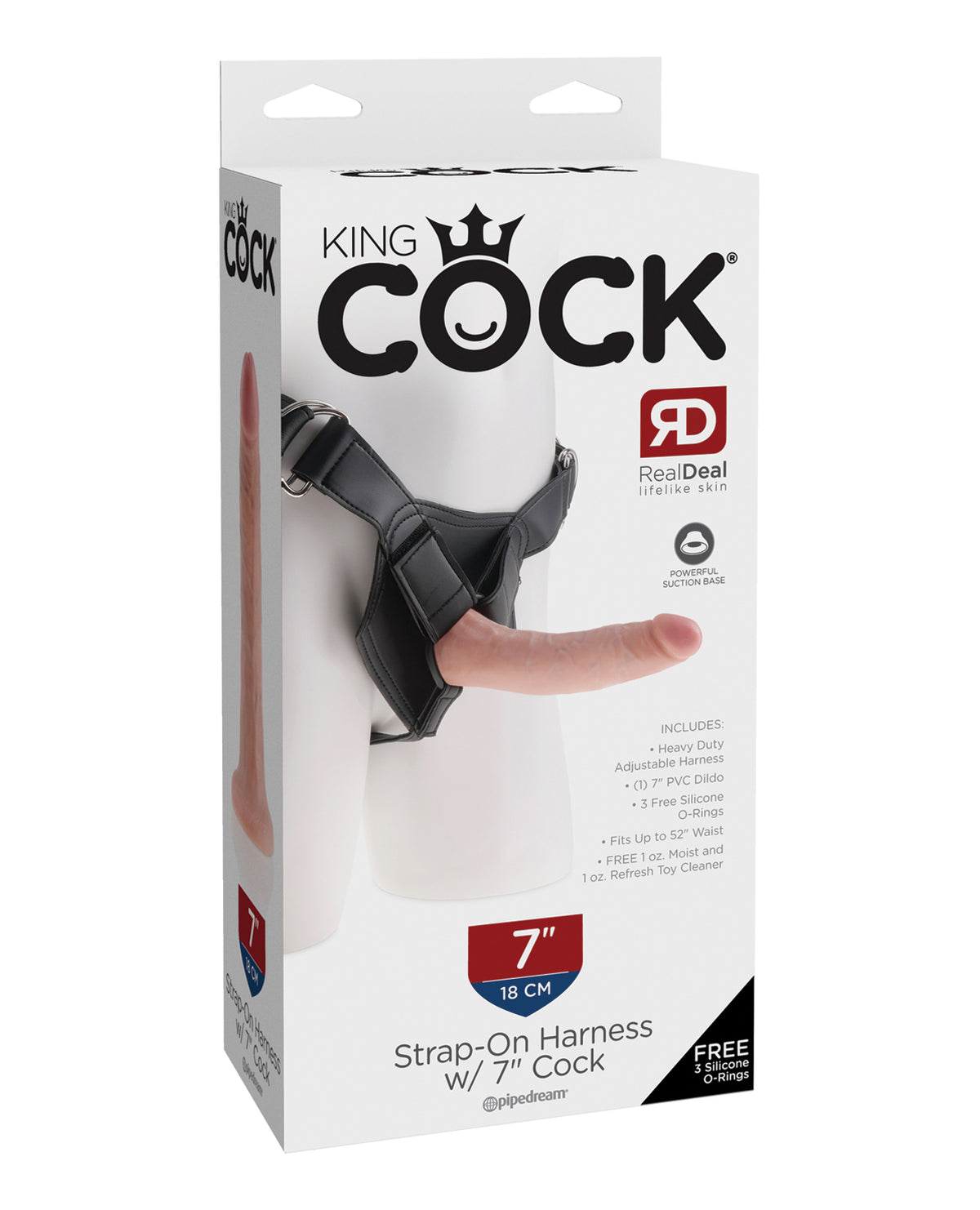 King Cock Strap-On Geschirr mit 7" Penis - Fleischfarben