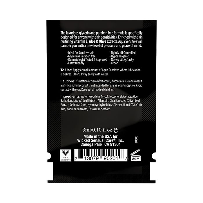 Wicked Sensual Care Hypoallergenic Aqua Sensitive Water Based Lubricant - .1 oz - Article product