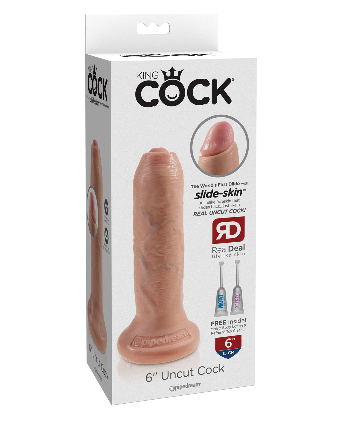 King Cock Dildo Non Tagliato 6" - Carne