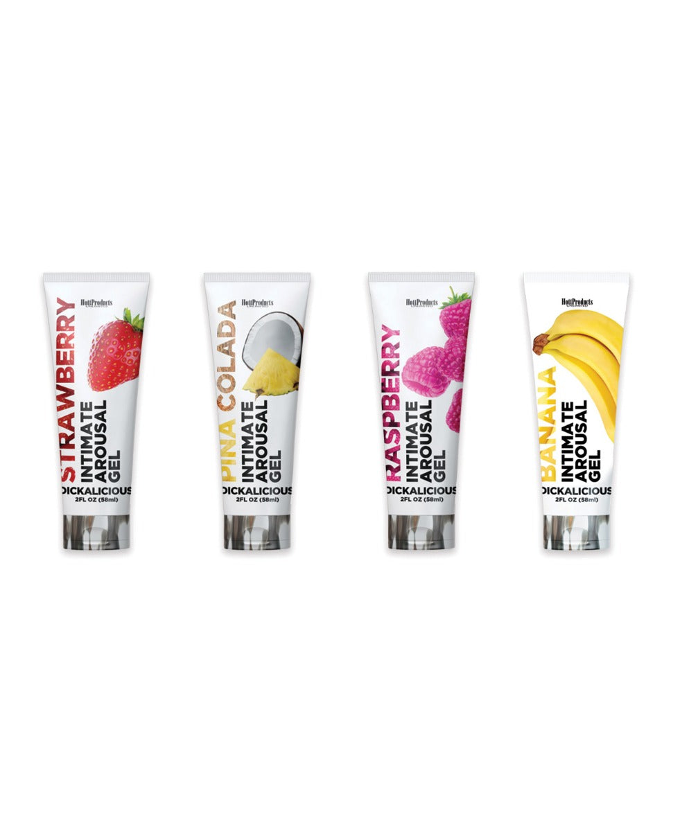 Dickalicious Penis Arousal Gel 2 Oz Tube Assorted Flavors Display of 24