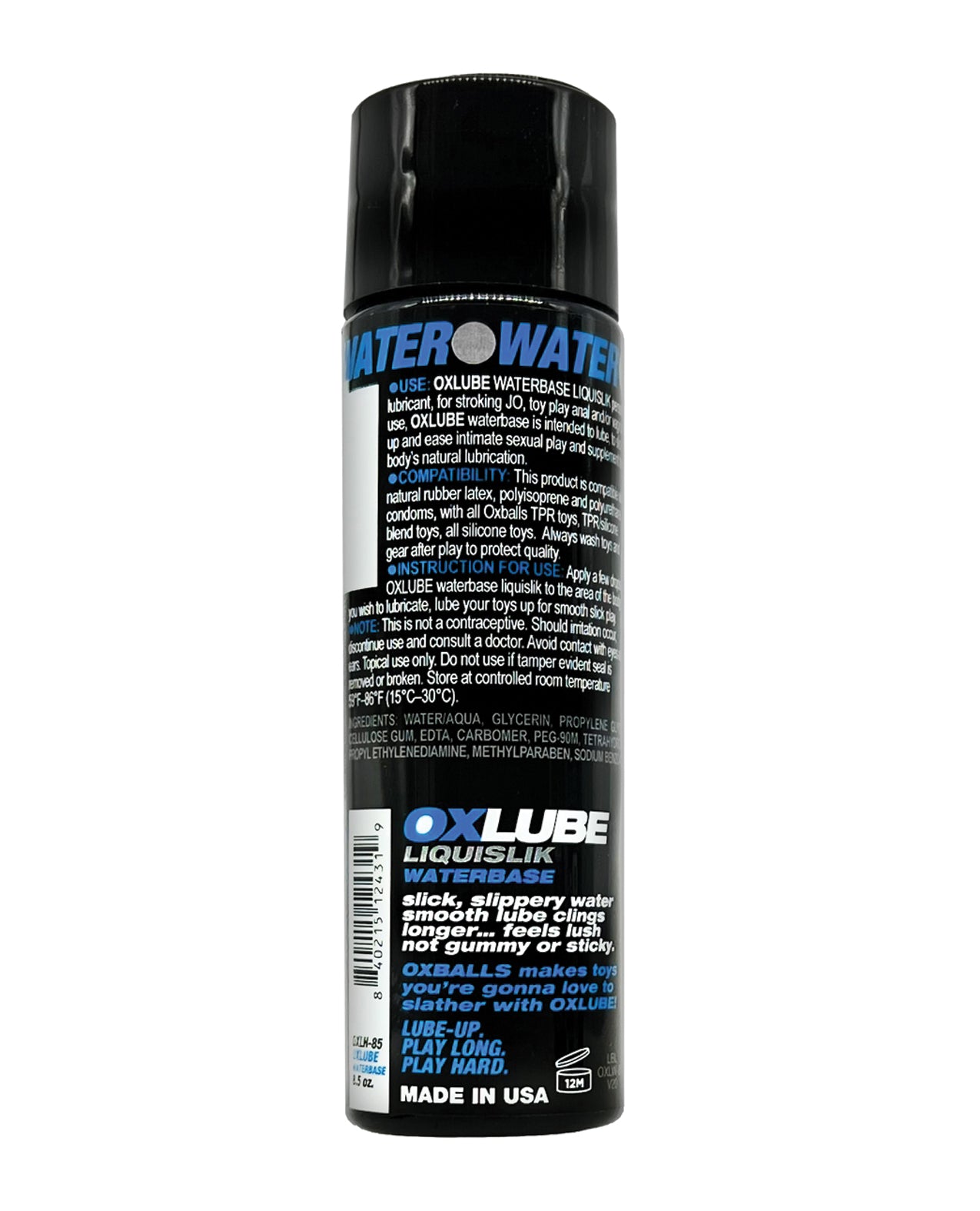 Ox Balls OXLube Liquislik Waterbase - 8.5 oz