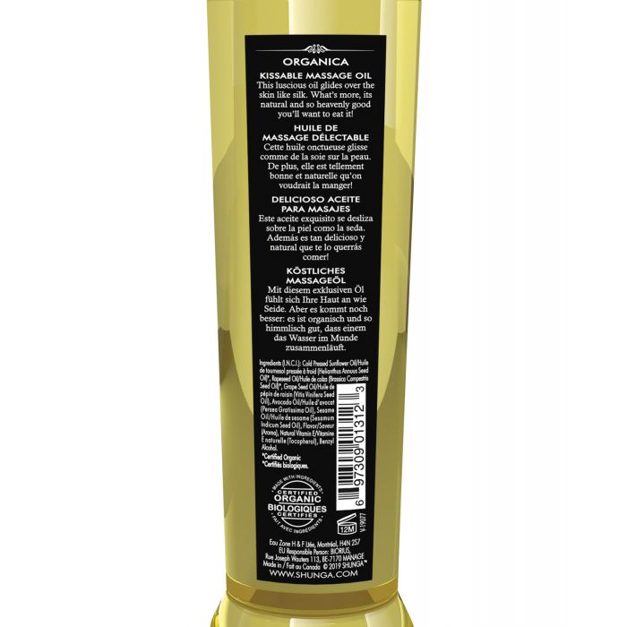 Aceite de Masaje Besable Shunga Orgánica - 8 oz Dulzura de Almendra