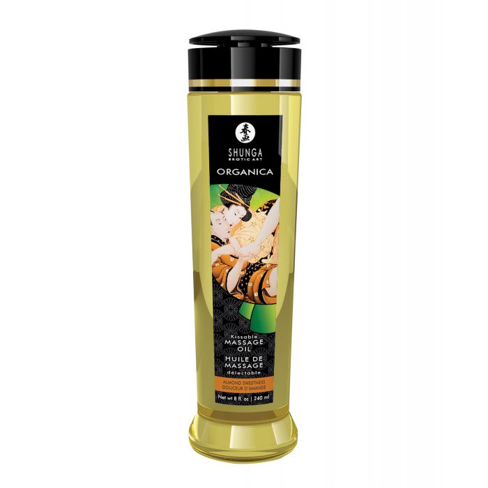 Aceite de Masaje Besable Shunga Orgánica - 8 oz Dulzura de Almendra