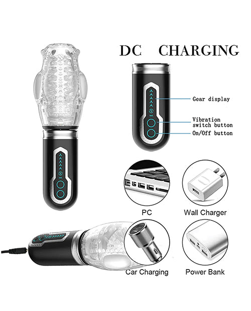 Male Rose 3 In 1 Thrusting Rotating And Vibrating Oral Sex Masturbator Black Rechargeable Pleasure Toy For Men