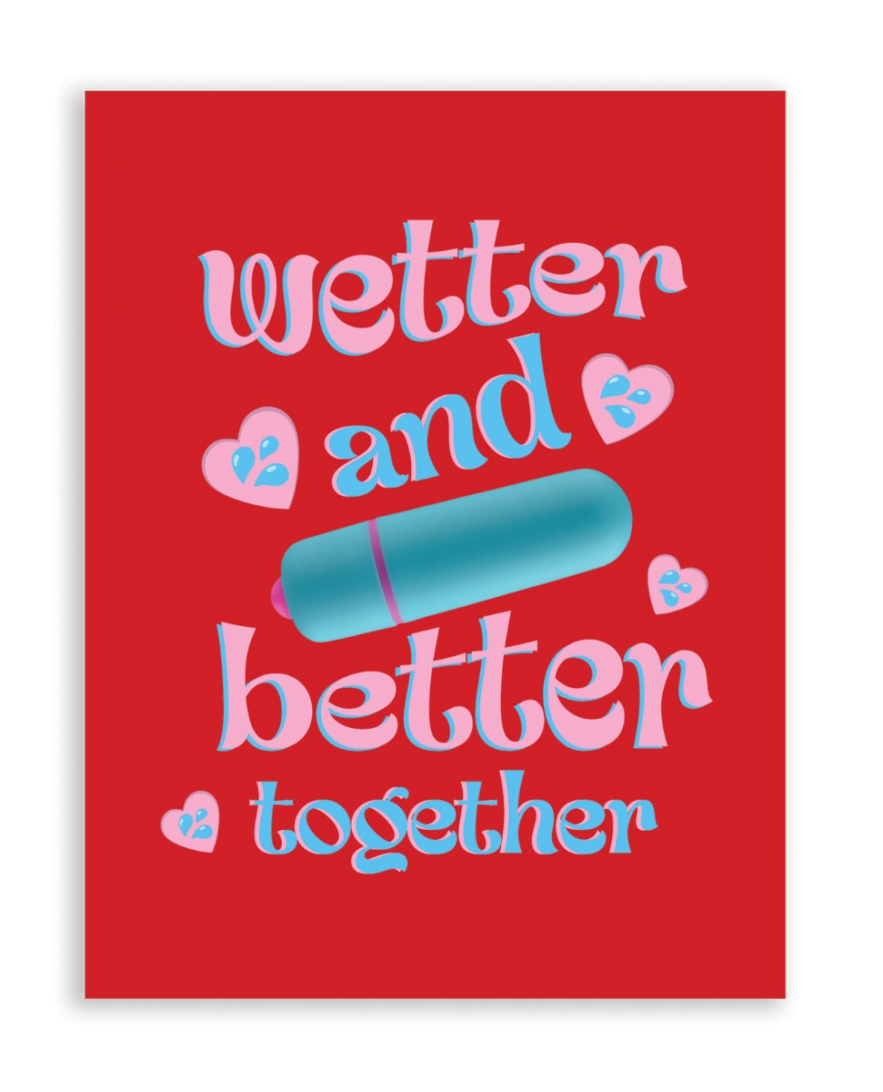 Wetter Better Naughty Greeting Card w/Rock Candy Vibrator & Fresh Vibes Towelettes