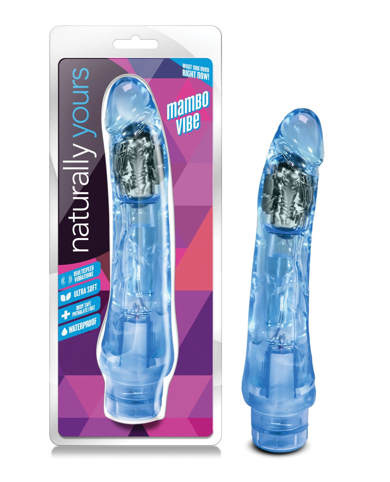 Blush Naturally Yours Mambo Vibe Blue 9 Inch Vibrator with Adjustable Speeds