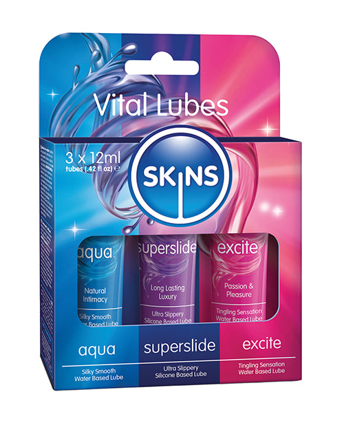 Skins Vital Lubes 12 mL Tubes Pack of 3 for Enhanced Foreplay
