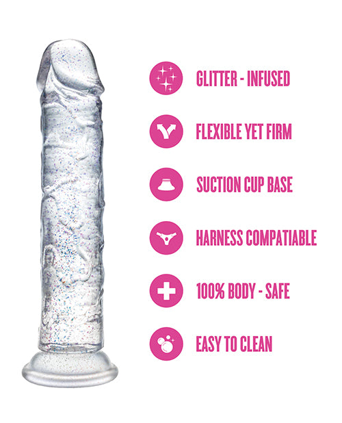 Blush Naturally Yours Gala Sparkling Clear Dildo 6 Inch Glam Toy For Sensual Play