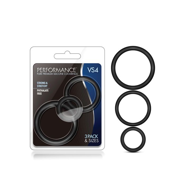 Blush Performance VS4 Pure Premium Silicone Cock Ring Set Black