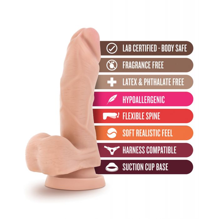 Blush X5 5 Inch Dildo With Flexible Spine Posable Beige Realistic Feel