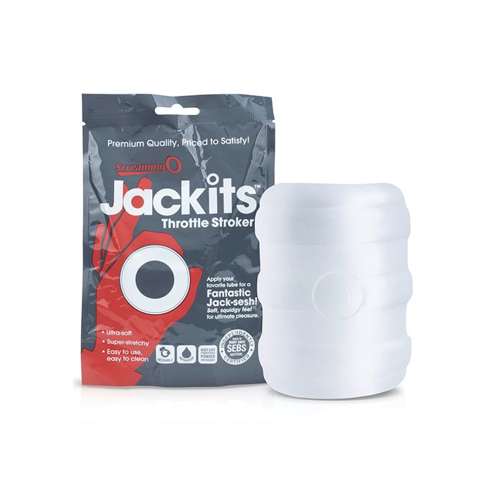 Screaming O Jackits Throttle Stroker Clear Masturbator Waterproof Reusable
