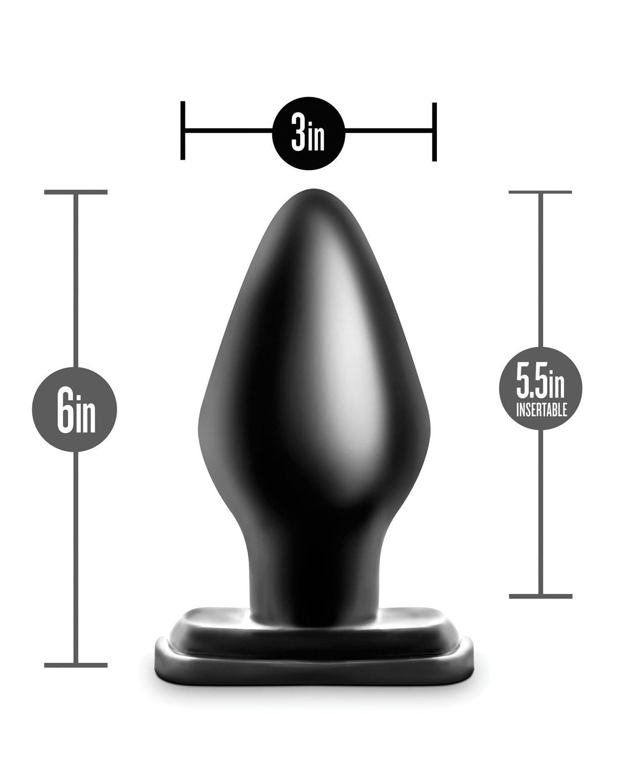 Blush Anal Adventures XXL Plug Black Tapered Tip For Easy Insertion