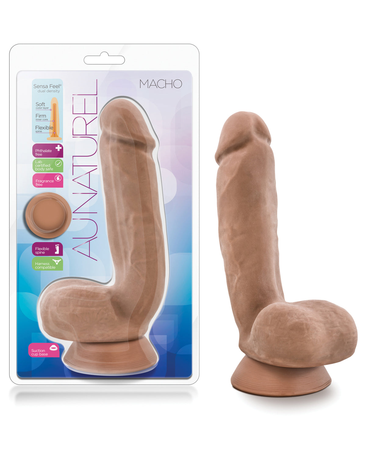 Blush Au Naturel Macho Dong With Suction Cup Sensa Feel Dual Density