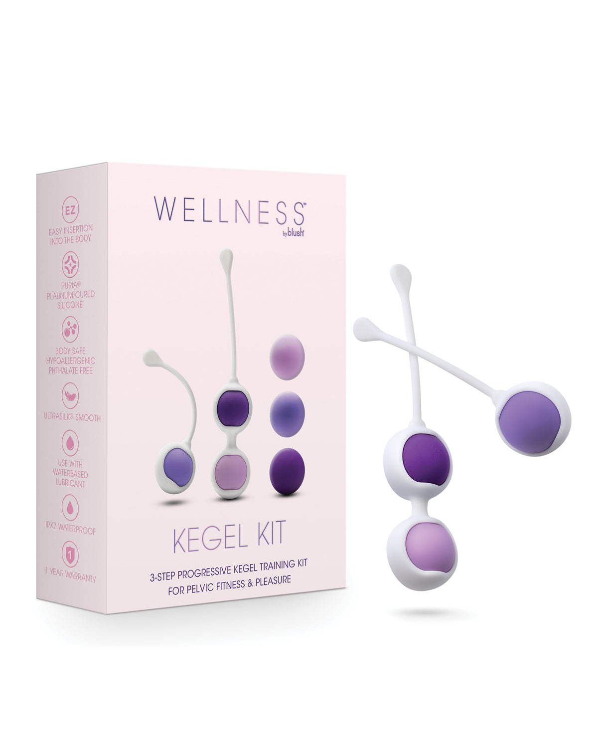 Blush Wellness Kegel Training Kit Purple Silicone Pelvic Floor Exerciser