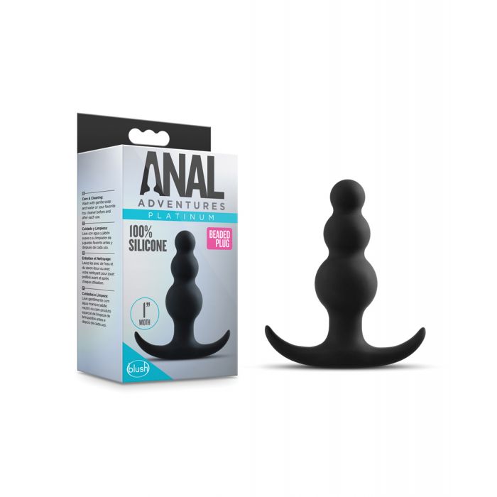 Blush Anal Adventures Beaded Ultrasilk Silicone Plug Black Anchor Base