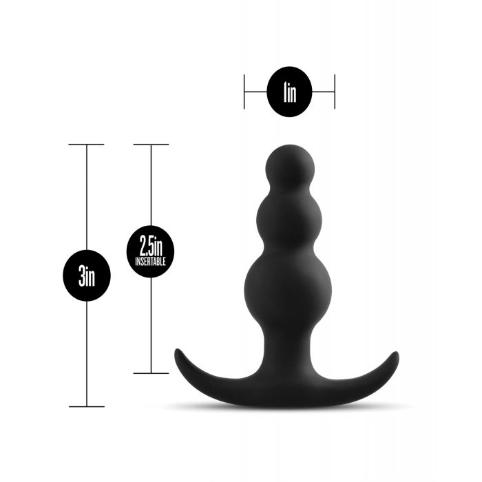 Blush Anal Adventures Beaded Ultrasilk Silicone Plug Black Anchor Base