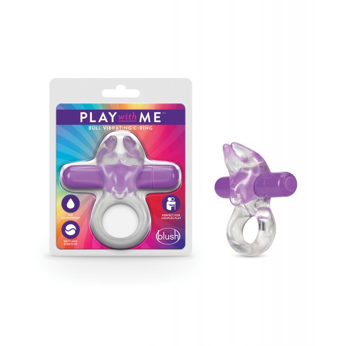Blush Play With Me Bull Vibrating C Ring Purple With One Speed Bullet