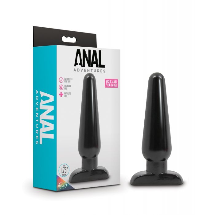 Blush Anal Adventures Basic Anal Plug Large Black Insertable Six Inches