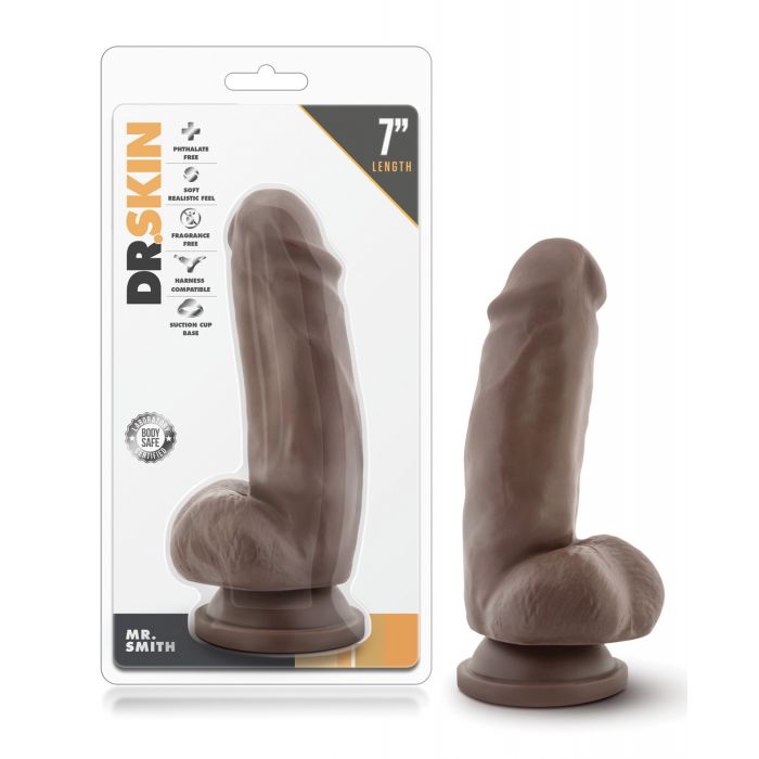 Blush Dr. Skin Mr. Smith dildo de 7" cu ventuză - Ciocolată