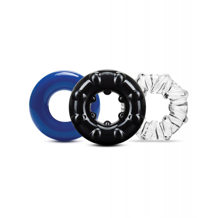 Blush Stay Hard Triple Stretch Cock Rings Pack Of 3 TPE Phthalate Free